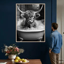Highland Cow Bathtub Canvas Wall Art, Funny Bathroom Print by MyGreatCanvas | Canvas Wall Art Prints | Photo Prints & Wall Decor