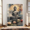 Serene Buddha with Lotus Flowers | Tranquil Meditation Art | by MyGreatCanvas | Canvas Wall Art Prints | Photo Prints & Wall Decor
