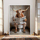 Funny Bathroom Canvas Wall Art, Texas Longhorn on Toilet by MyGreatCanvas | Canvas Wall Art Prints | Photo Prints & Wall Decor