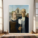 Funny Bathroom Canvas Wall Art, Grant Wood American Gothic by MyGreatCanvas | Canvas Wall Art Prints | Photo Prints & Wall Decor