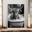 Highland Cow Bathtub Canvas Wall Art, Funny Bathroom Print by MyGreatCanvas | Canvas Wall Art Prints | Photo Prints & Wall Decor