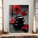Black Lava Stone Rose Canvas | Red Rose Spa Photography by MyGreatCanvas | Canvas Wall Art Prints | Photo Prints & Wall Decor