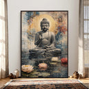 Serene Buddha with Lotus Flowers | Tranquil Meditation Art | by MyGreatCanvas | Canvas Wall Art Prints | Photo Prints & Wall Decor