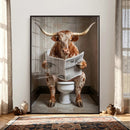 Funny Bathroom Canvas Wall Art, Texas Longhorn on Toilet by MyGreatCanvas | Canvas Wall Art Prints | Photo Prints & Wall Decor