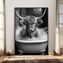 Highland Cow Bathtub Canvas Wall Art, Funny Bathroom Print by MyGreatCanvas | Canvas Wall Art Prints | Photo Prints & Wall Decor