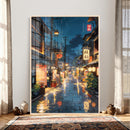 Tokyo Tea House Canvas Wall Art — Japan Rainy Night Street by MyGreatCanvas | Canvas Wall Art Prints | Photo Prints & Wall Decor