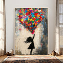 Banksy Street Art Canvas Wall Art, Girl Heart Balloons by MyGreatCanvas | Canvas Wall Art Prints | Photo Prints & Wall Decor