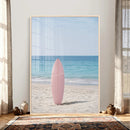 Pink Surfboard Canvas Wall Art, Minimalist Beach Photography by MyGreatCanvas | Canvas Wall Art Prints | Photo Prints & Wall Decor