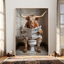 Funny Bathroom Canvas Wall Art, Texas Longhorn on Toilet by MyGreatCanvas | Canvas Wall Art Prints | Photo Prints & Wall Decor