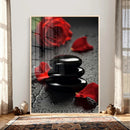Black Lava Stone Rose Canvas | Red Rose Spa Photography by MyGreatCanvas | Canvas Wall Art Prints | Photo Prints & Wall Decor