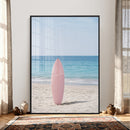 Pink Surfboard Canvas Wall Art, Minimalist Beach Photography by MyGreatCanvas | Canvas Wall Art Prints | Photo Prints & Wall Decor