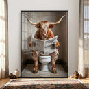 Funny Bathroom Canvas Wall Art, Texas Longhorn on Toilet by MyGreatCanvas | Canvas Wall Art Prints | Photo Prints & Wall Decor