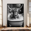 Highland Cow Bathtub Canvas Wall Art, Funny Bathroom Print by MyGreatCanvas | Canvas Wall Art Prints | Photo Prints & Wall Decor