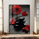 Black Lava Stone Rose Canvas | Red Rose Spa Photography by MyGreatCanvas | Canvas Wall Art Prints | Photo Prints & Wall Decor