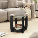 32" 2-Tier Glass Round Coffee Table with Storage Shelf by LJGDeals