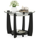 32" 2-Tier Glass Round Coffee Table with Storage Shelf by LJGDeals