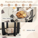 32" 2-Tier Glass Round Coffee Table with Storage Shelf by LJGDeals