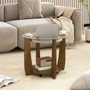 32" 2-Tier Glass Round Coffee Table with Storage Shelf by LJGDeals