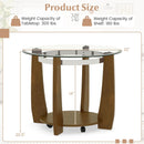 32" 2-Tier Glass Round Coffee Table with Storage Shelf by LJGDeals