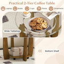 32" 2-Tier Glass Round Coffee Table with Storage Shelf by LJGDeals