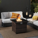 32.5 Inch Propane Fire Pit Table 5000 BTU with Tempered Glass Tabletop by LJGDeals