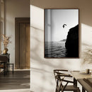 Cliff Jumping Silhouette Wall Art Canvas Print – Framed