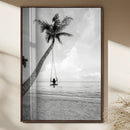 Black White Palm Tree Wall Art Canvas Print – Framed