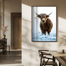 Highland Cow Wall Art Canvas Print – Framed Frosty Winter by MyGreatCanvas | Canvas Wall Art Prints | Photo Prints & Wall Decor