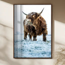 Minimalist Scottish Highland Cow Wall Art Canvas Print –