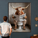 Funny Bathroom Canvas Wall Art, Texas Longhorn on Toilet by MyGreatCanvas | Canvas Wall Art Prints | Photo Prints & Wall Decor