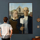 Funny Bathroom Canvas Wall Art, Grant Wood American Gothic by MyGreatCanvas | Canvas Wall Art Prints | Photo Prints & Wall Decor