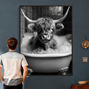 Highland Cow Bathtub Canvas Wall Art, Funny Bathroom Print by MyGreatCanvas | Canvas Wall Art Prints | Photo Prints & Wall Decor