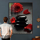 Black Lava Stone Rose Canvas | Red Rose Spa Photography by MyGreatCanvas | Canvas Wall Art Prints | Photo Prints & Wall Decor