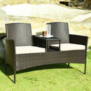 Modern Patio Conversation Set with Built-in Coffee Table and Cushions by LJGDeals