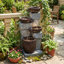 4-Tier Cascading Bowl Outdoor Water Fountain with LED Lights by DirectDeals