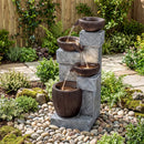 4-Tier Cascading Bowl Outdoor Water Fountain with LED Lights by DirectDeals