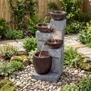 4-Tier Cascading Bowl Outdoor Water Fountain with LED Lights by LJGDeals