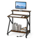 32 Inch Rolling Computer Desk for Small Spaces with Power Outlets by LJGDeals