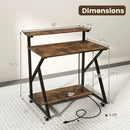 32 Inch Rolling Computer Desk for Small Spaces with Power Outlets by LJGDeals