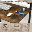 32 Inch Rolling Computer Desk for Small Spaces with Power Outlets by LJGDeals