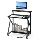 32 Inch Rolling Computer Desk for Small Spaces with Power Outlets by LJGDeals