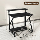32 Inch Rolling Computer Desk for Small Spaces with Power Outlets by LJGDeals