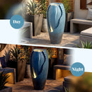 32 Inch Tall Jar Water Fountain with LED Lights and Pump Vintage Ceramic by LJGDeals