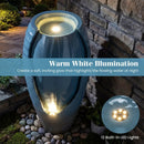 32 Inch Tall Jar Water Fountain with LED Lights and Pump Vintage Ceramic by LJGDeals