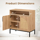 32" Sideboard Buffet Cabinet with 2 Natural Rattan Decorated Doors and Adjustable Shelf by LJGDeals