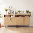 32" Sideboard Buffet Cabinet with 2 Natural Rattan Decorated Doors and Adjustable Shelf by DirectDeals
