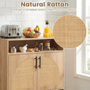 32" Sideboard Buffet Cabinet with 2 Natural Rattan Decorated Doors and Adjustable Shelf by LJGDeals