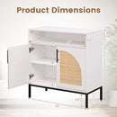 32" Sideboard Buffet Cabinet with 2 Natural Rattan Decorated Doors and Adjustable Shelf by LJGDeals