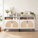 32" Sideboard Buffet Cabinet with 2 Natural Rattan Decorated Doors and Adjustable Shelf by DirectDeals