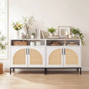 32" Sideboard Buffet Cabinet with 2 Natural Rattan Decorated Doors and Adjustable Shelf by LJGDeals